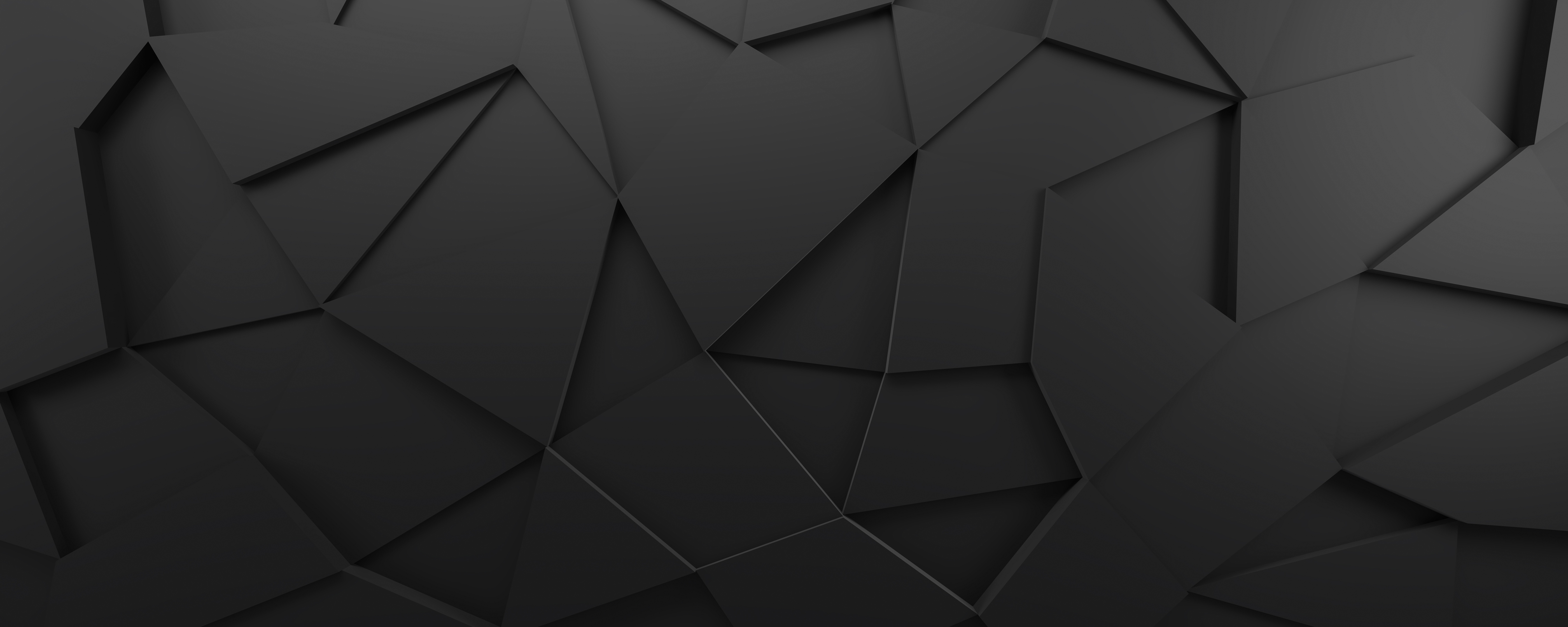 Background image: 3d black abstract shapes with sharp angles.