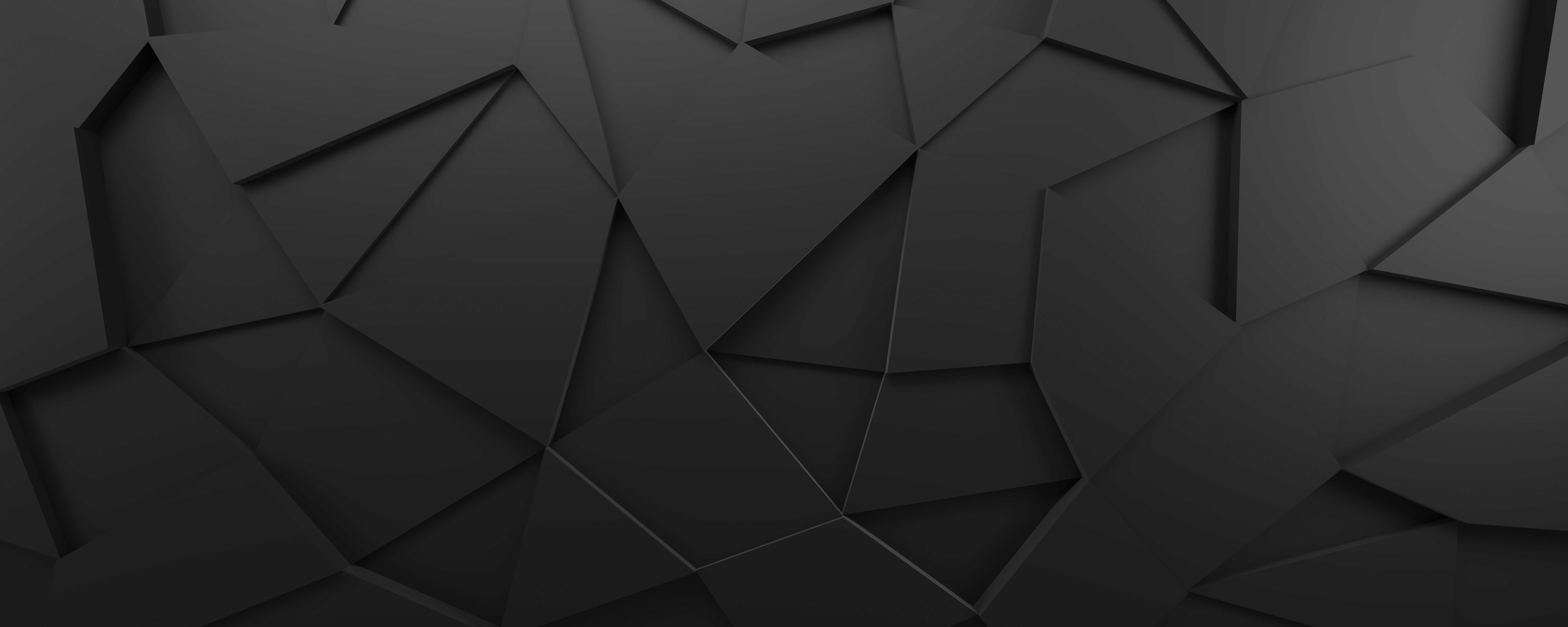 Background image: 3d black abstract shapes with sharp angles.